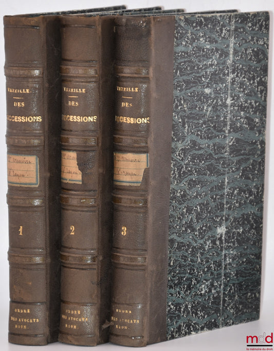 VAZEILLE (François Antoine) – RÉSUMÉ ET CONFÉRENCE DES COMMENTAIRES DU CODE CIVIL SUR LES SUCCESSIONS, Donations et testaments
