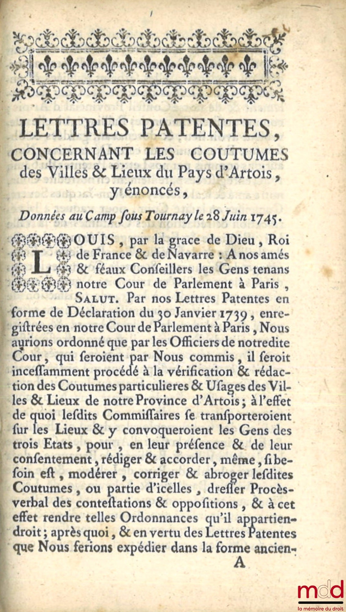 [Coutumes] – COUTUMES GÉNÉRALES DU PAYS ET COMTÉ D’ARTOIS, Ressors et enclavemens ; COUTUME PARTICULIÈRE DE HAM, Du 9 d’avril 1570. Extrait des registres du conseil provincial d’Artois. ; COUTUMES DU PAYS DE LANGLE, Qui se comprend en quatre paroisses, Sa