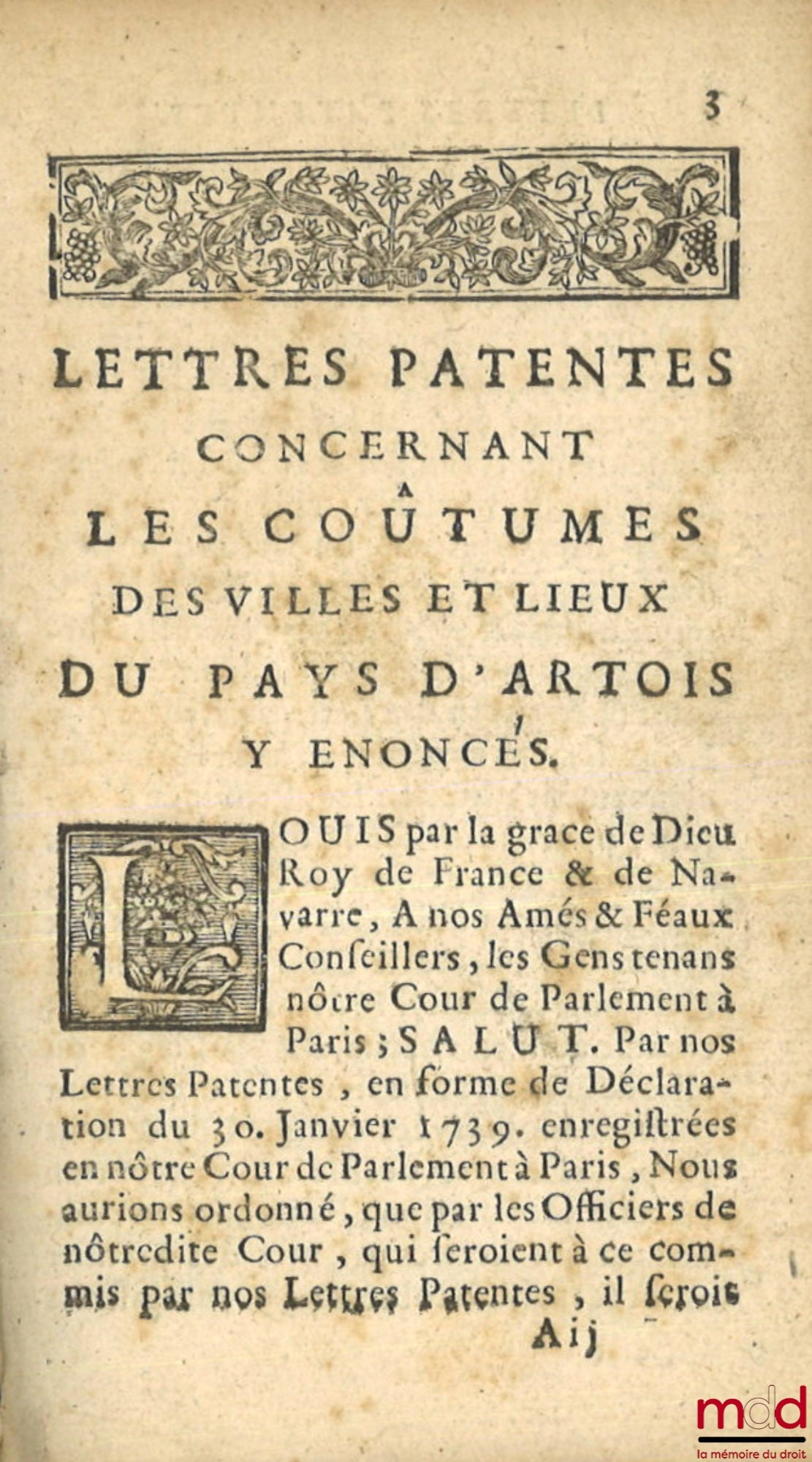 [Coutumes] – COUTUMES GÉNÉRALES DU PAYS ET COMTÉ D’ARTOIS, Ressors et enclavemens ; COUTUME PARTICULIÈRE DE HAM, Du 9 d’avril 1570. Extrait des registres du conseil provincial d’Artois. ; COUTUMES DU PAYS DE LANGLE, Qui se comprend en quatre paroisses, Sa