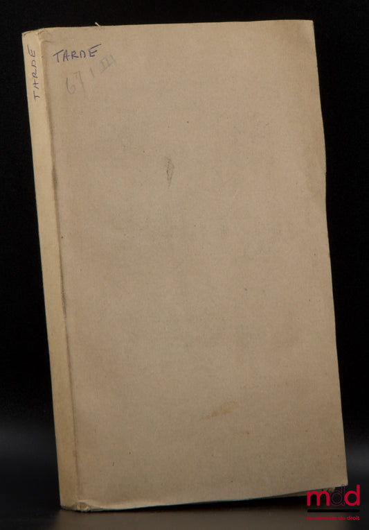 TARDE (Gabriel) – COMPARATIVE CRIME, 8th ed.