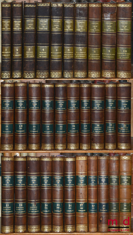 DEMOLOMBE (Charles) & GUILLOUARD (Louis) – COURS DE CODE NAPOLÉON, 1re éd.