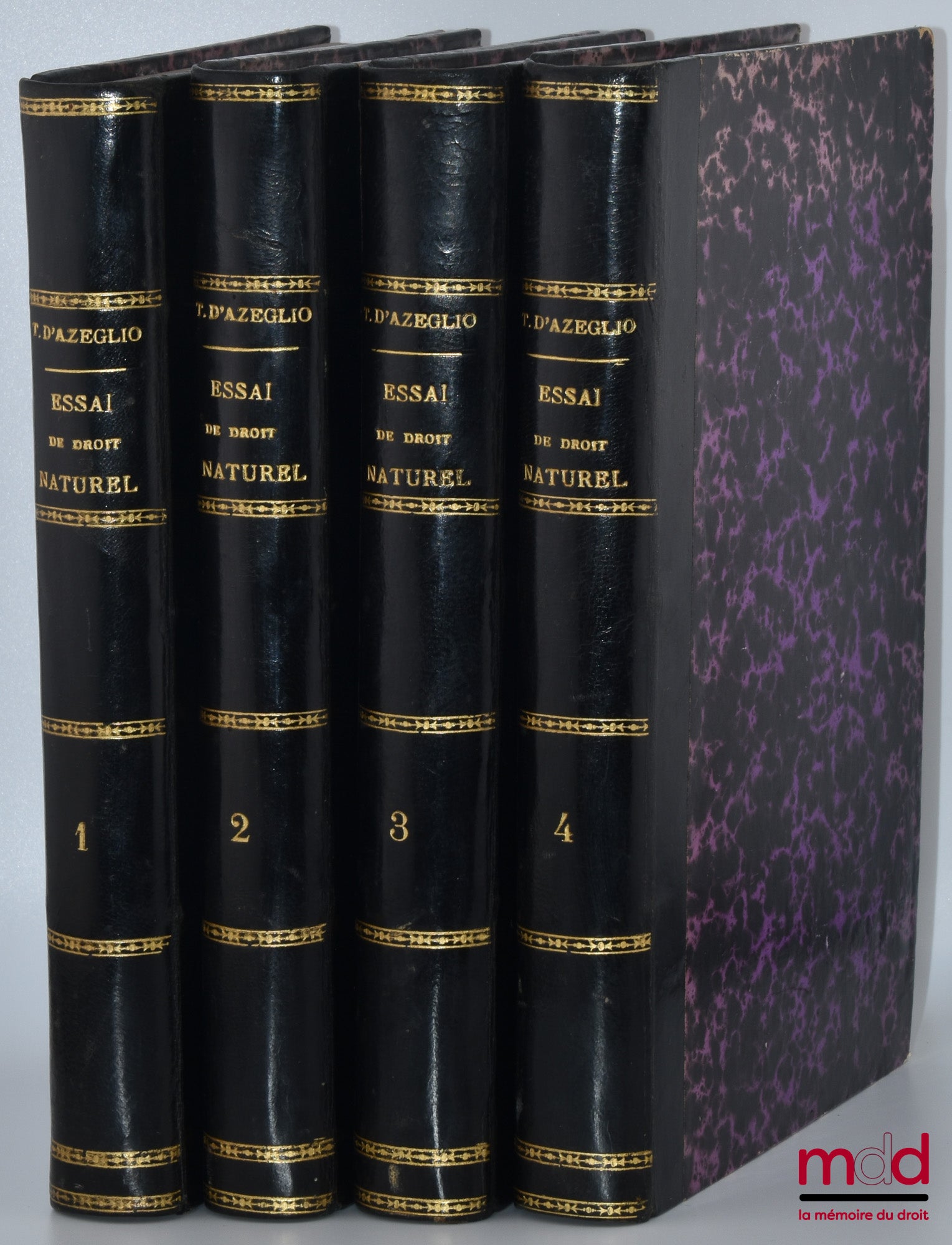 TAPARELLI D’AZEGLIO (R.P. Luigi) – ESSAI THÉORIQUE DE DROIT NATUREL BASÉ SUR LES FAITS, traduit de l’italien d’après la dernière éd. avec l’approbation de l’auteur