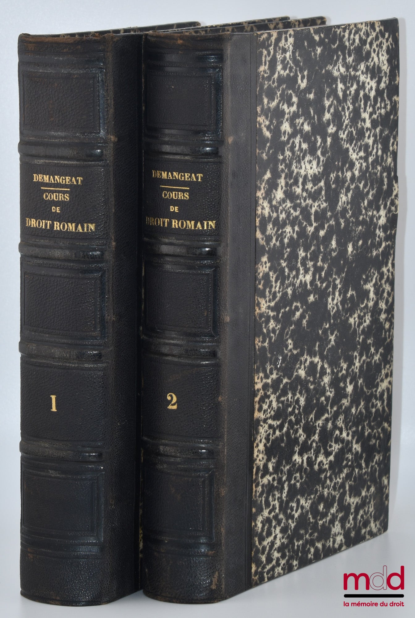 DEMANGEAT (Charles) – COURS ÉLÉMENTAIRE DE DROIT ROMAIN, Contenant 1° Un abrégé de l’histoire externe du droit romain ; 2° L’explication complète des Institutes de Gaius et des Institutes de Justinien ; 3° L’explication des principaux textes du Digeste et