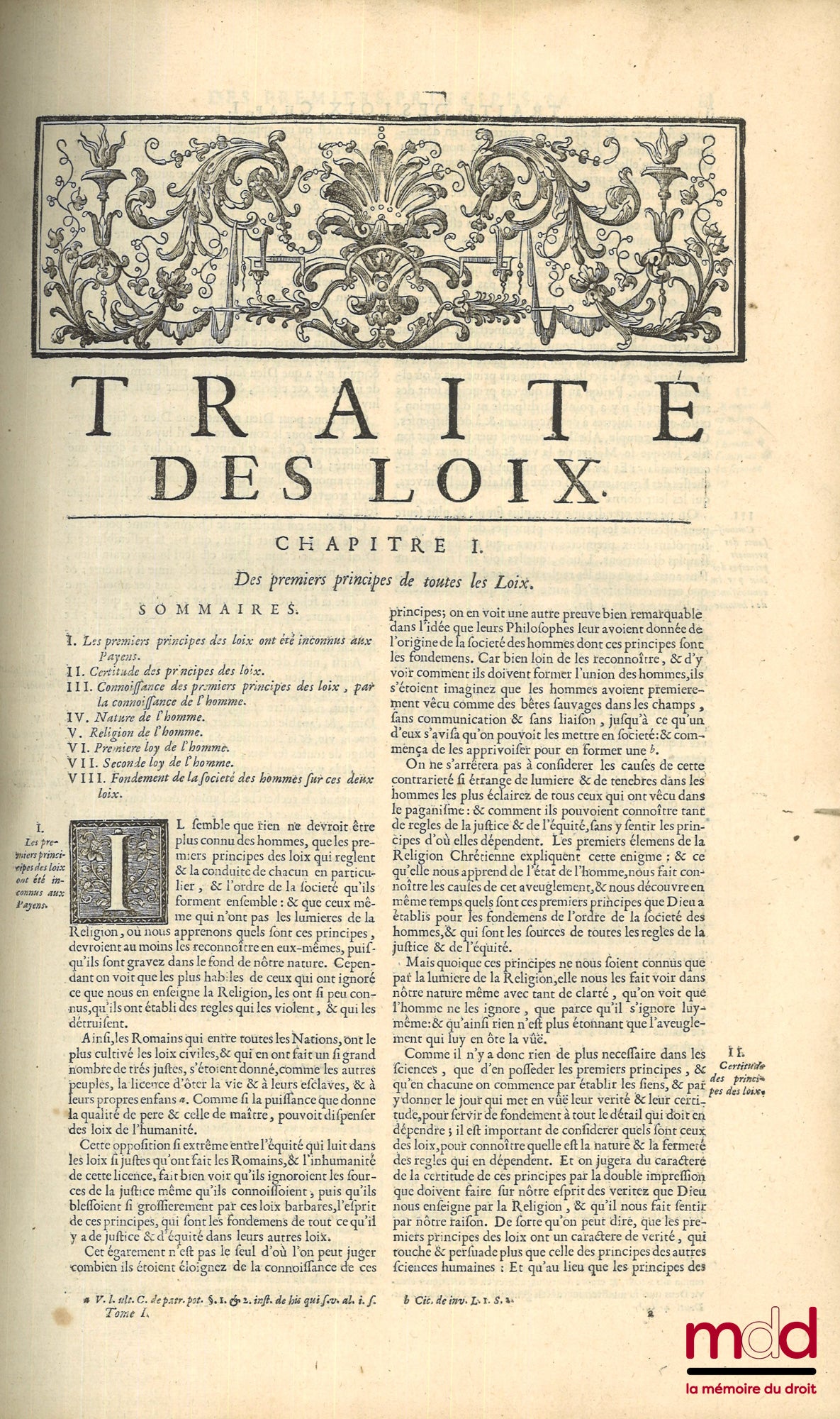DOMAT (Jean) – LES LOIX CIVILES DANS LEUR ORDRE NATUREL, LE DROIT PUBLIC ET LEGUM DELECTUS, nouvelle éd. revue et corrigée