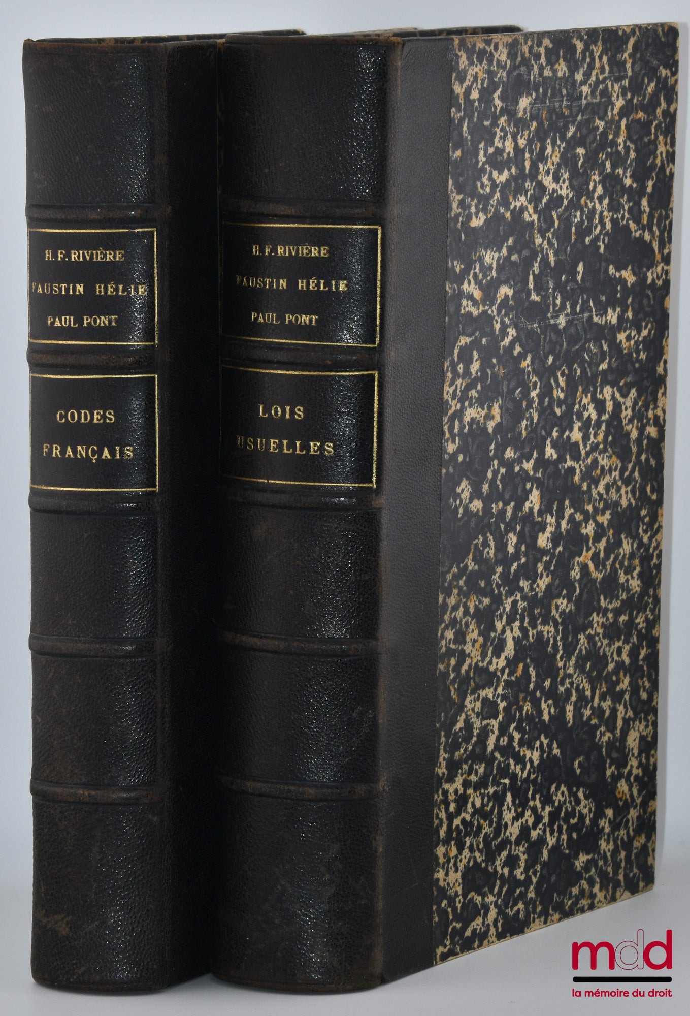 RIVIÈRE (H. F.), HÉLIE (Faustin), PONT (Paul) – CODES FRANÇAIS conformes aux textes officiels avec une Conférence des articles basée principalement sur la jurisprudence, Annotés des Arrêts de la Cour de Cassation et des circulaires ministérielles, Et préc