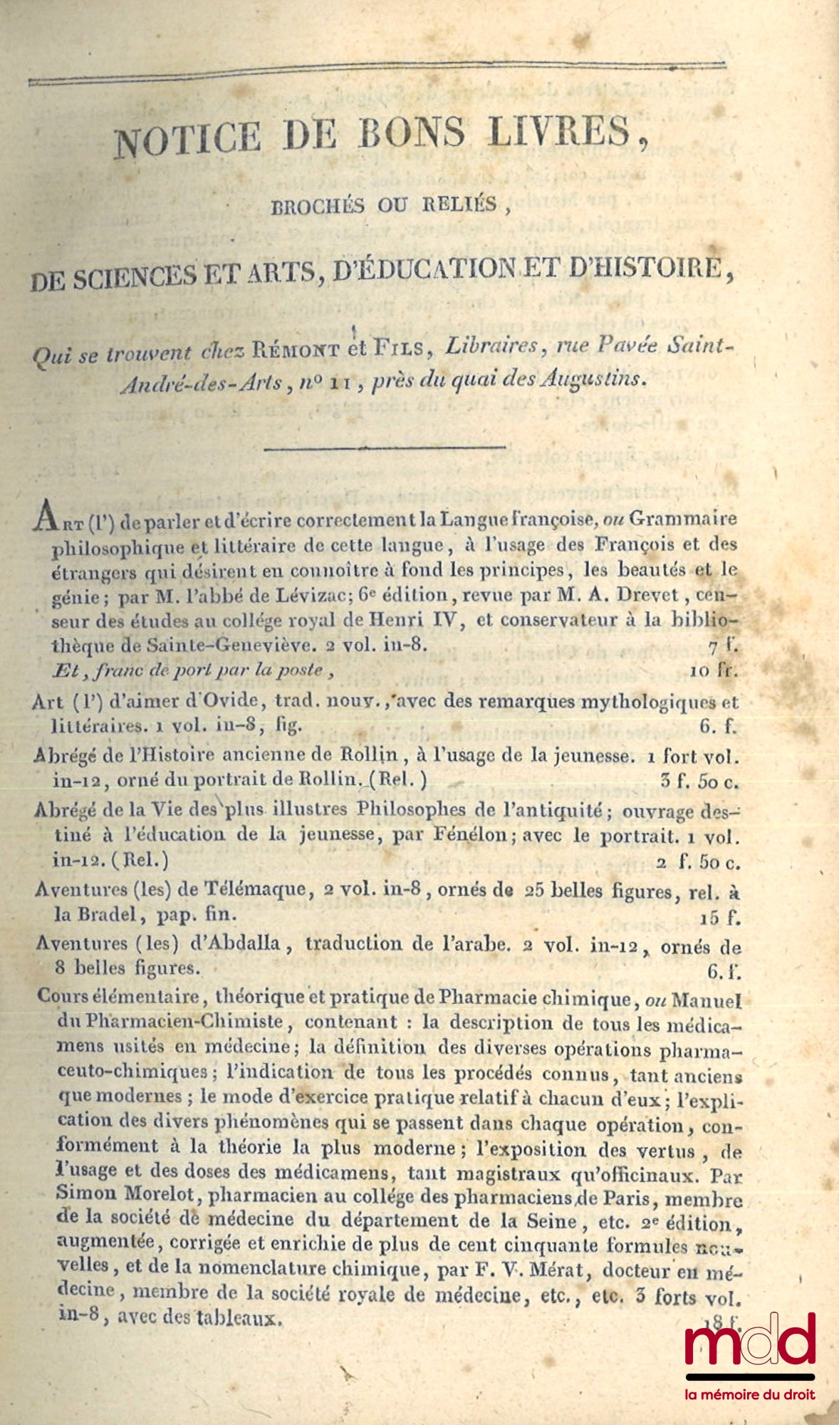 DE WAILLY – NOUVEAU VOCABULAIRE FRANÇOIS, OÙ L'ON A SUIVI L'ORTHOGRAPHE DU DICTIONNAIRE DE L'ACADÉMIE, Et dans lequel on trouve de plus : 1° Un grand nombre de mots et d'acceptions de mots généralement reçus, et qu’on a distingués par une étoile ; 2° Envi